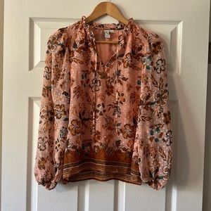 Joie Pink Floral Peasant Top Sz XS
